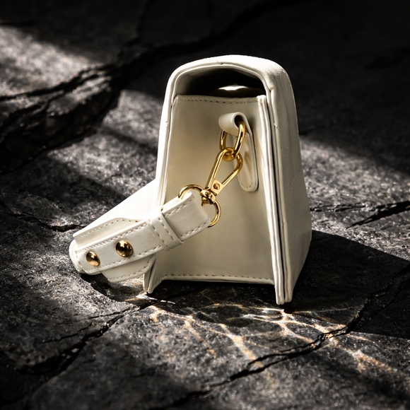 Valentino Orlandi NWT White Quilted Crossbody V Logo Gold Hardware - Picture 4 of 8